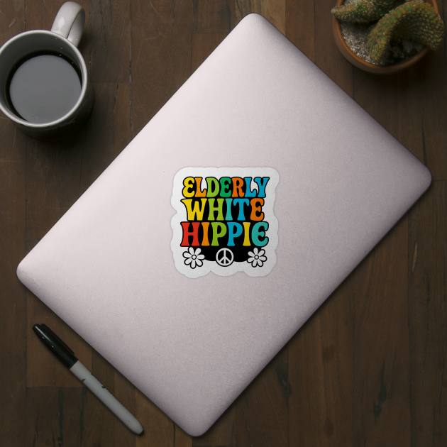 Elderly White Hippie – Groovy 60s Rainbow Typography by ArtistTee ⭐⭐⭐⭐⭐